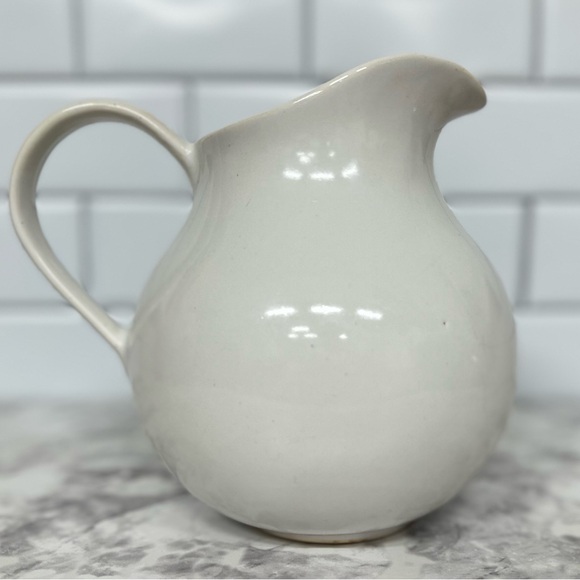 Vintage country farmhouse planter utensil holder ceramic pitcher - Picture 2 of 8